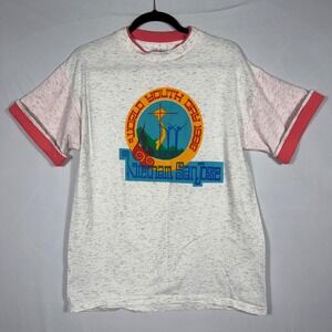 Vintage 1993 World Youth Day Vietnam San Jose Gopher Sport T-Shirt Grey‎ Pink Lg